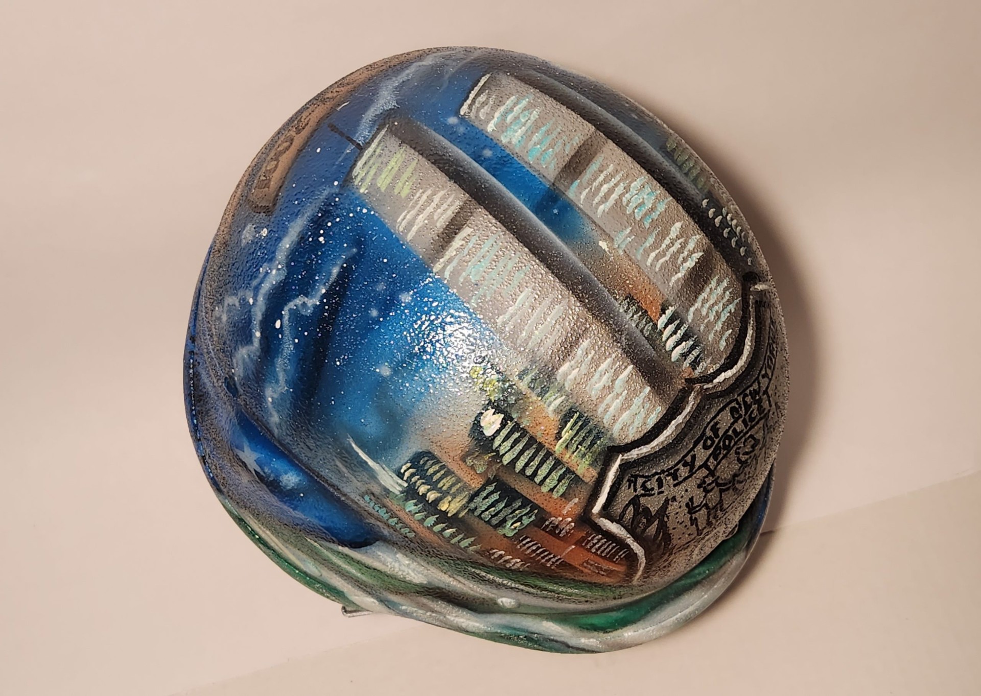 NYPD Twin Towers Tribute — Painted Helmet